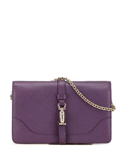 Pre-owned Gucci 2000-2015 Pebbled Calfskin Piston Broadway Evening Bag Shoulder Bag In Purple