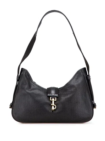 Pre-owned Gucci 2000-2015 Perforated Calfskin Jackie Shoulder Bag In Black