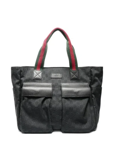 Pre-owned Gucci 2000-2015 Sherry Canvas Tote Bag In Black