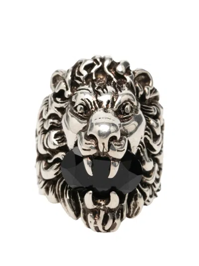 Pre-owned Gucci 2000-2015 Silver Plated Lion Head Ring Costume Ring