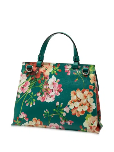 Pre-owned Gucci 2000-2015 Small Calfskin Bamboo Daily Blooms Satchel In Green