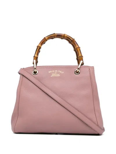 Pre-owned Gucci 2000-2015 Small Calfskin Bamboo Shopper Satchel In Pink