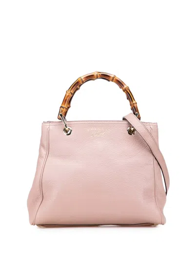Pre-owned Gucci 2000-2015 Small Calfskin Bamboo Shopper Satchel In Pink