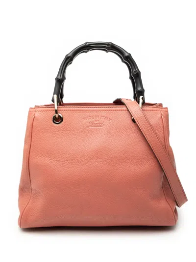 Pre-owned Gucci 2000-2015 Small Calfskin Bamboo Shopper Satchel In Pink