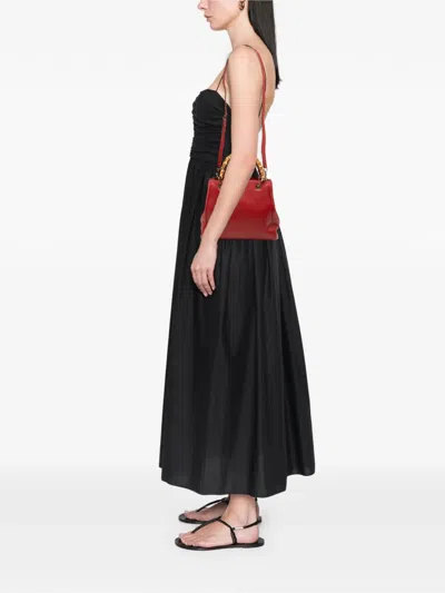 Pre-owned Gucci 2000-2015 Small Calfskin Bamboo Shopper Satchel In Red