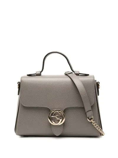 Pre-owned Gucci 2000-2015 Small Dollar Calf Interlocking G Satchel In Gray