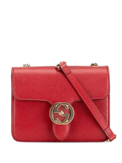 Pre-owned Gucci 2000-2015 Small Dollar Calfskin Interlocking G Crossbody Bag In Red