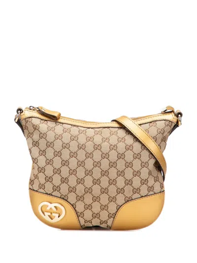 Pre-owned Gucci 2000-2015 Small Gg Canvas Lovely Heart Crossbody Bag In Brown