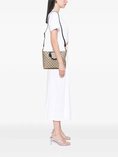 Pre-owned Gucci 2000-2015 Small Gg Supreme Bees Soft Tote Satchel In Brown