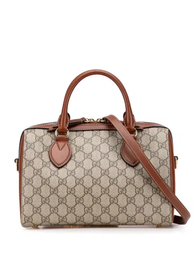 Pre-owned Gucci 2000-2015 Small Gg Supreme Boston Bag Satchel In Brown