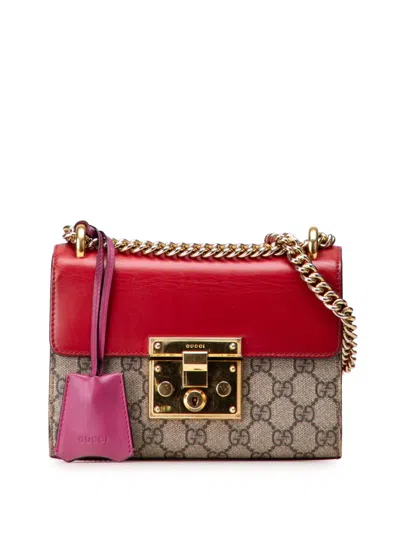 Pre-owned Gucci 2000-2015 Small Gg Supreme Padlock Crossbody Bag In Brown