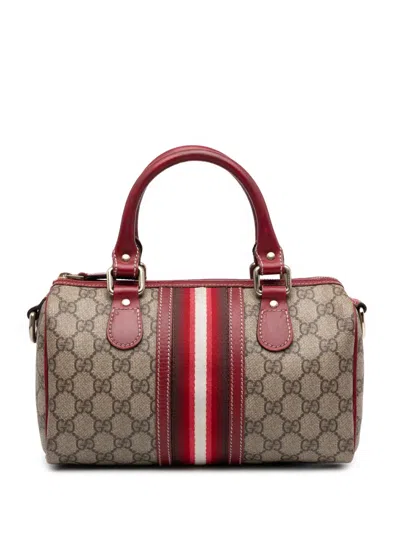 Pre-owned Gucci 2000-2015 Small Gg Supreme Web Joy Boston Bag Satchel In Brown