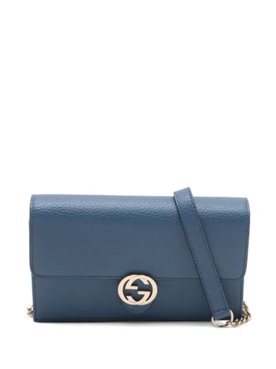 Pre-owned Gucci 2000-2015 Small Interlocking G Shoulder Bag In Blue