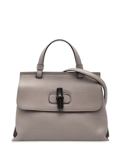Pre-owned Gucci 2000-2015 Small Leather Bamboo Daily Satchel In Brown