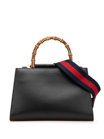 Pre-owned Gucci 2000-2015 Small Leather Bamboo Nymphaea Satchel