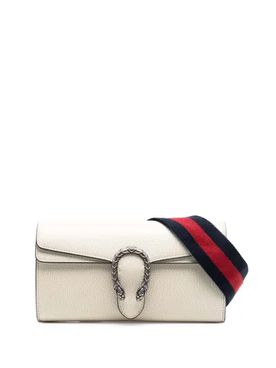Pre-owned Gucci 2000-2015 Small Leather Dionysus Web Crossbody Satchel In White