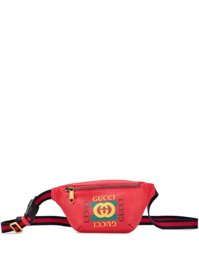 Pre-owned Gucci 2000-2015 Small Leather Logo Belt Bag In Red