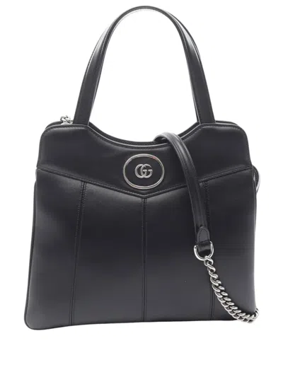 Pre-owned Gucci 2000-2015 Small Leather Petite Gg Tote Satchel In Black