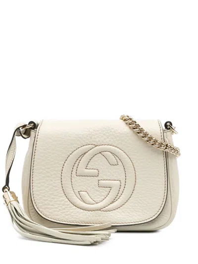Pre-owned Gucci 2000-2015 Small Leather Soho Chain Flap Crossbody Bag In White