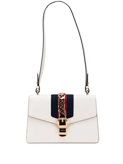 Pre-owned Gucci 2000-2015 Small Leather Sylvie Satchel In White