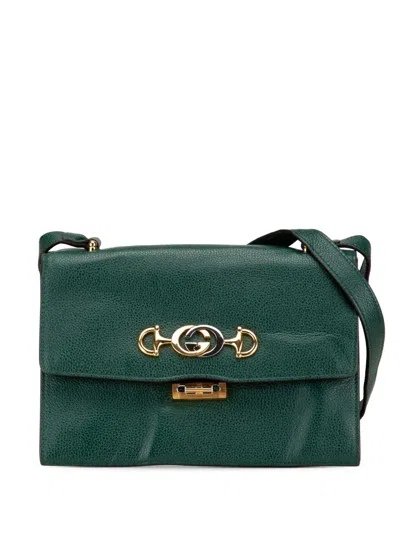 Pre-owned Gucci 2000-2015 Small Leather Zumi Flap Crossbody Bag In Green