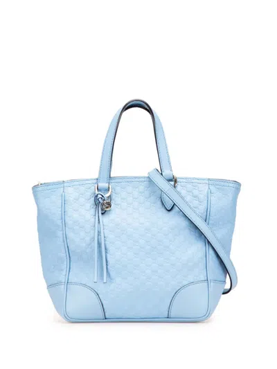Pre-owned Gucci 2000-2015 Small Microssima Bree Satchel In Blue