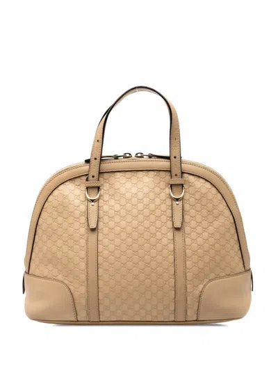 Pre-owned Gucci 2000-2015 Small Microssima Nice Dome Satchel In Brown