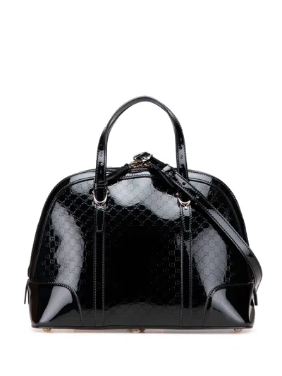 Pre-owned Gucci 2000-2015 Small Microssima Patent Nice Satchel In Black