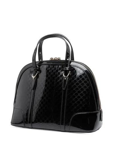 Pre-owned Gucci 2000-2015 Small Microssima Patent Nice Satchel In Black