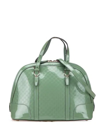 Pre-owned Gucci 2000-2015 Small Microssima Patent Nice Satchel In Green