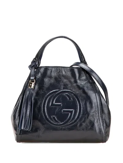 Pre-owned Gucci 2000-2015 Small Patent Soho Satchel In Blue
