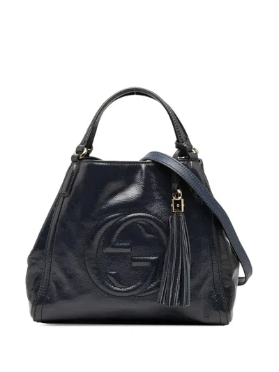 Pre-owned Gucci 2000-2015 Small Patent Soho Satchel In Blue