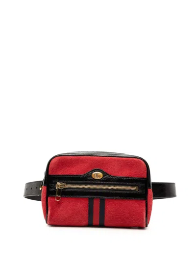 Pre-owned Gucci 2000-2015 Small Suede Ophidia Belt Bag In Red