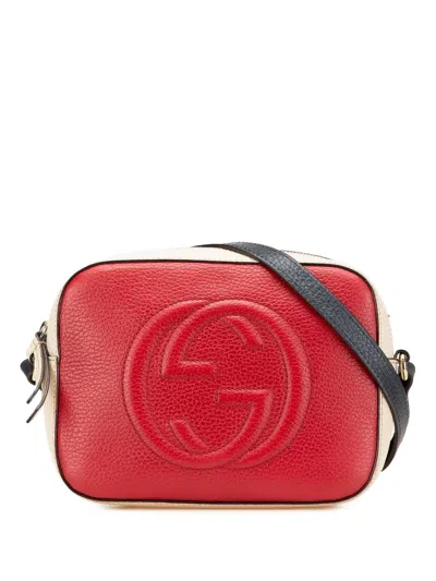 Pre-owned Gucci 2000-2015 Small Tricolor Leather Soho Disco Crossbody Bag In Red