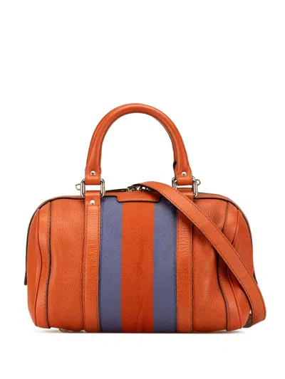 Pre-owned Gucci 2000-2015 Small Web Leather Joy Satchel In Orange