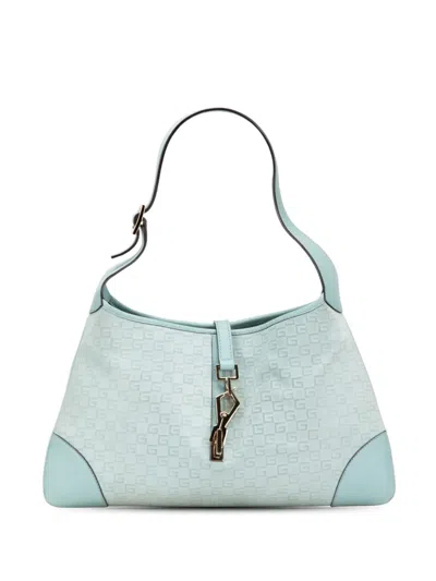 Pre-owned Gucci 2000-2015 Square G Suede Jackie Hobo Bag In Blue