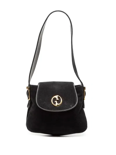Pre-owned Gucci 2000-2015 Suede 1973 Shoulder Bag In Black