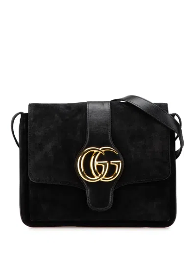 Pre-owned Gucci 2000-2015 Suede Arli Crossbody Bag In Black