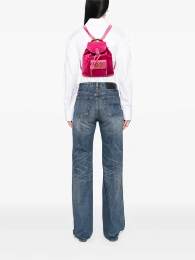 Pre-owned Gucci 2000-2015 Suede Bamboo Backpack In Pink