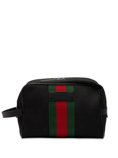 Pre-owned Gucci 2000-2015 Techno Web Canvas Clutch Bag In Black