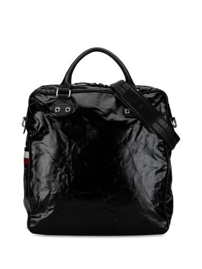 Pre-owned Gucci 2000-2015 Web Coated Canvas Satchel In Black