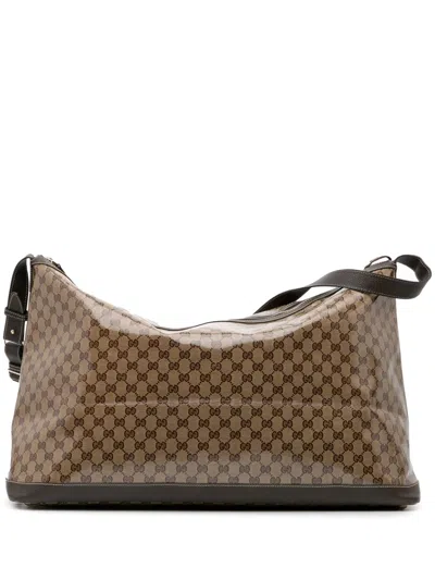 Pre-owned Gucci 2000-2015 Xl Gg Crystal Travel Bag In Brown