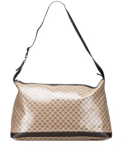 Pre-owned Gucci 2000-2015 Xl Gg Crystal Travel Bag In Brown