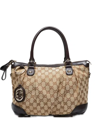 Pre-owned Gucci 2000-2015s Gg Pattern Sukey Handbag In Neutral