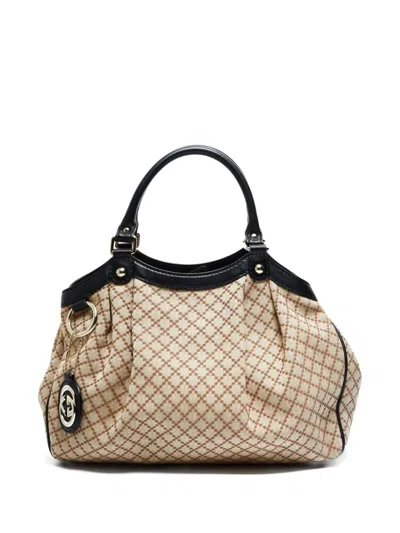Pre-owned Gucci 2000-2015s Sookie Patterned Tote Bag In Neutral