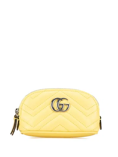 Pre-owned Gucci 2000-2019 Gg Marmont Matelasse Key Pouch In Yellow