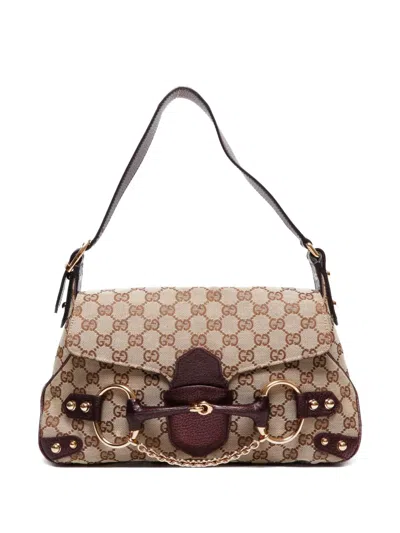 Pre-owned Gucci 2000-2020 Horsebit Shoulder Bag In Neutral