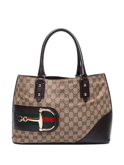 Pre-owned Gucci 2000-2020 Horsebit Tote Bag In Neutral