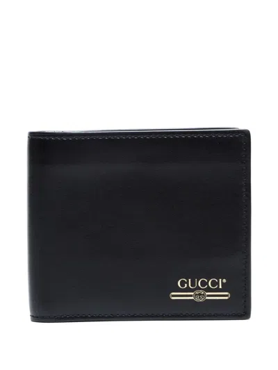 Pre-owned Gucci 2000-2020 Logo-stamp Leather Wallet In Black