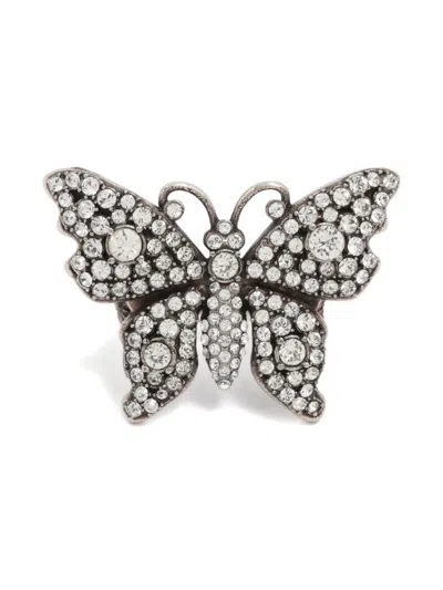 Pre-owned Gucci 2000-2020s Butterfly Ring In Silver